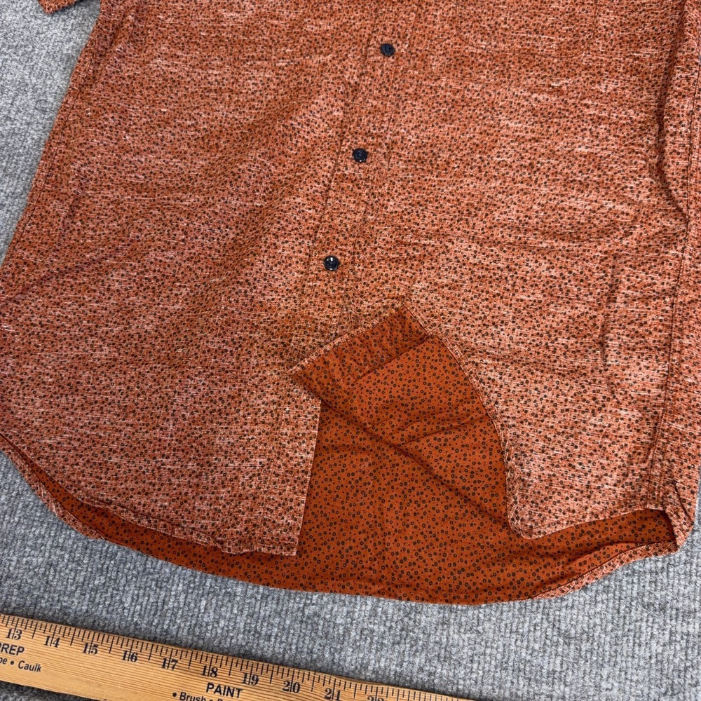 Outerknown Shirt Men Small Orange Black All Over Print Pocket Reverse Print Surf - Picture 6 of 10